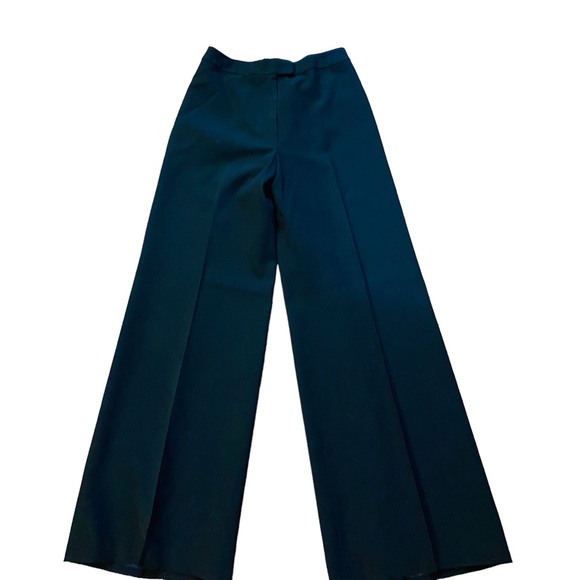Christian Aujard Pants - CHRISTIAN AUJARD Black Front Pleated Wide Leg High Waisted Pants